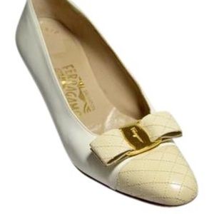 White/Beige Vara Bow Pumps Narrow  7AA  🇮🇹